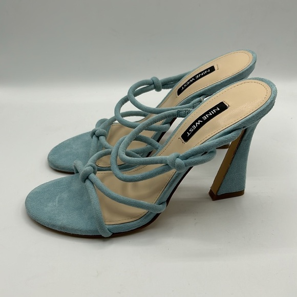 Nine West Light Blue Suede Strappy Slip On Heels Size 5.5 New with tags! - Picture 3 of 9